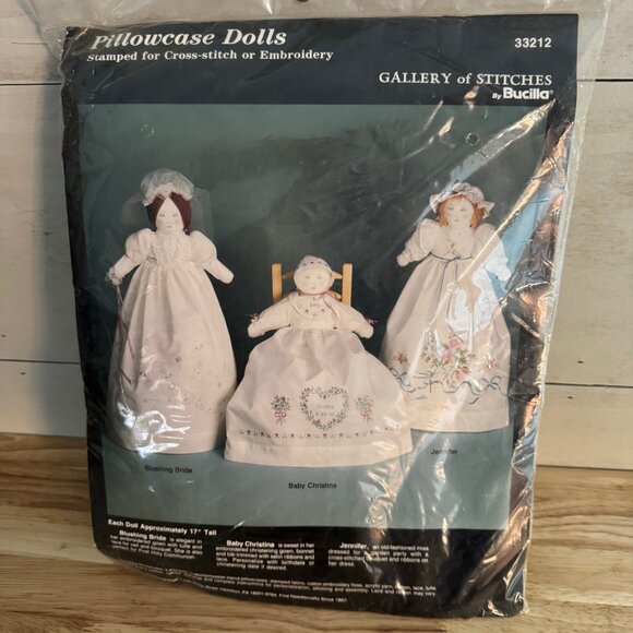 Bucilla Pillowcase Dolls  33212 Gallery 1992 Stitches Bride Christina Jennifer - Picture 1 of 5